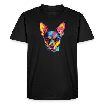Watercolor Colorful American Toy Terrier - Men's Premium Organic T-Shirt - black - Front - Nico (187cm)