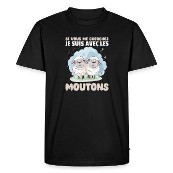 Si vous me cherchez, je suis avec les brebis - T-shirt Premium bio Homme - noir - Devant - Nico (187cm)
