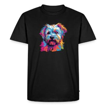 Aquarelle colorée Dandie Dinmont Terrier - T-shirt Premium bio Homme - noir - Devant - Nico (187cm)