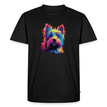 Aquarelle colorée australien Silky Terrier - T-shirt Premium bio Homme - noir - Devant - Nico (187cm)