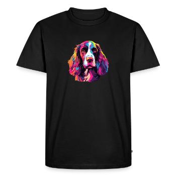 Aquarelle colorée Welsh Springer Spaniel - T-shirt Premium bio Homme - noir - Devant - Nico (187cm)