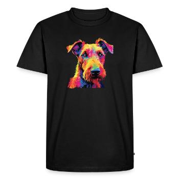Aquarelle colorée Irish Terrier - T-shirt Premium bio Homme - noir - Devant - Nico (187cm)