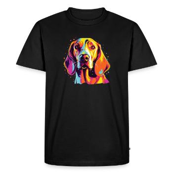 Watercolor Colorful English Foxhound - Men's Premium Organic T-Shirt - black - Front - Nico (187cm)