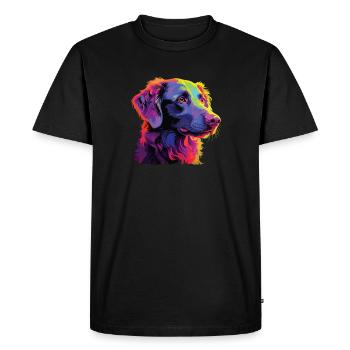 Watercolor Colorful Curly Coated Retriever - Men's Premium Organic T-Shirt - black - Front - Nico (187cm)
