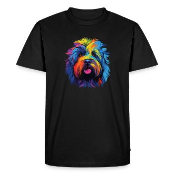 Watercolor Colorful Puli - Men's Premium Organic T-Shirt - black - Front - Nico (187cm)