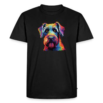 Watercolor Colorful Standard Schnauzer - Men's Premium Organic T-Shirt - black - Front - Nico (187cm)