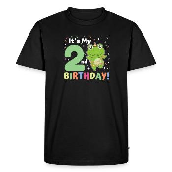 Frog for 2nd birthday children two years old - Men's Premium Organic T-Shirt - black - Front - Nico (187cm)