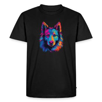 Aquarelle coloré chien de berger belge - T-shirt Premium bio Homme - noir - Devant - Nico (187cm)