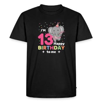 Eléphant pour les 13 ans pour les enfants de treize ans - T-shirt Premium bio Homme - noir - Devant - Nico (187cm)