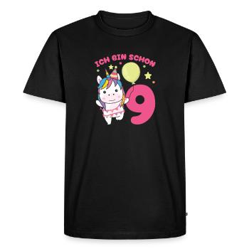 J’ai déjà 9 licornes d’anniversaire enfants - T-shirt Premium bio Homme - noir - Devant - Nico (187cm)