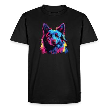 Aquarelle colorée Schipperke - T-shirt Premium bio Homme - noir - Devant - Nico (187cm)