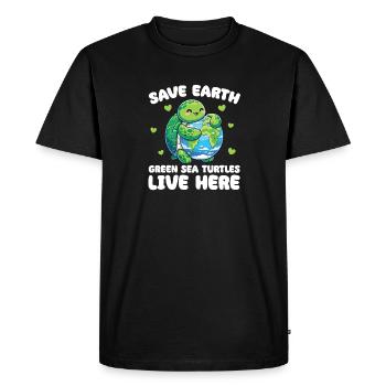 C’est la seule planète Tortue de mer verte - T-shirt Premium bio Homme - noir - Devant - Nico (187cm)