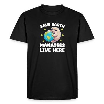 Les lamantins de Save the Earth vivent ici - T-shirt Premium bio Homme - noir - Devant - Nico (187cm)
