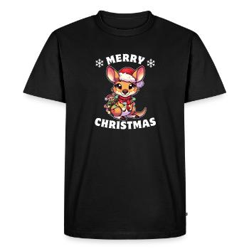 Chapeau de Noël Noël Fée Lumières Kangourou - T-shirt Premium bio Homme - noir - Devant - Nico (187cm)