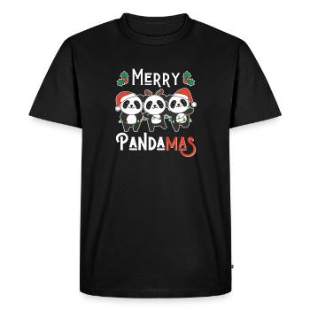 Joyeux Noël Pandamas Jeu de mots Panda - T-shirt Premium bio Homme - noir - Devant - Nico (187cm)