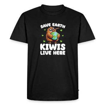 Save the Earth Kiwis Birds Live Here Earth Day - Men's Premium Organic T-Shirt - black - Front - Nico (187cm)