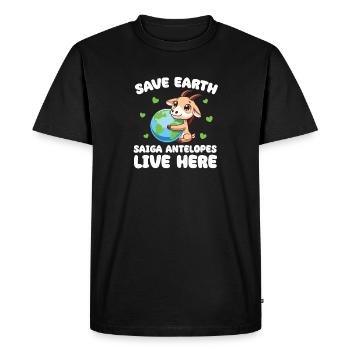 Sauvez la Terre Saïga Antilope Vivez ici Jour de la Terre - T-shirt Premium bio Homme - noir - Devant - Nico (187cm)