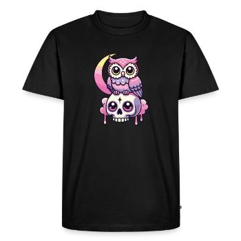 Kawaii Gothique Hibou Couleurs Pastel Gothique Goth - T-shirt Premium bio Homme - noir - Devant - Nico (187cm)