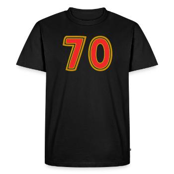 70. 70 YEARS. 70th ANNIVERSARY. 70 YEARS ANNIVERSARY. - Men's Premium Organic T-Shirt - black - Front - Nico (187cm)