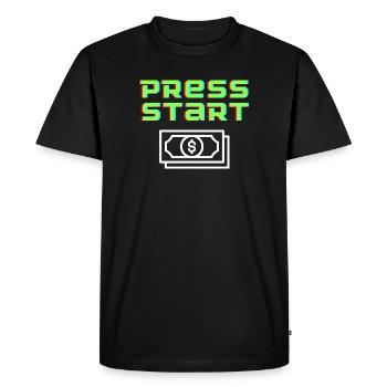 Press Start Retro Arcade Bill - Men's Premium Organic T-Shirt - black - Front - Nico (187cm)