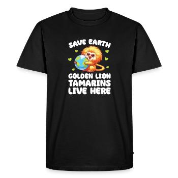 Sauvez la Terre Des tamarins-lions jaunes vivent ici - T-shirt Premium bio Homme - noir - Devant - Nico (187cm)