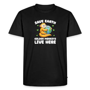 Save the Earth Golden monkeys live here Earth - Men's Premium Organic T-Shirt - black - Front - Nico (187cm)