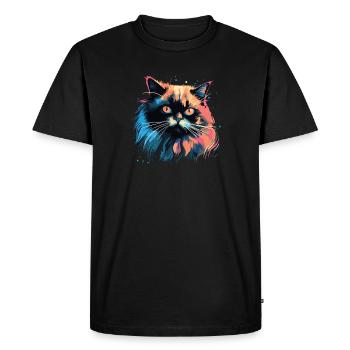 Cat Watercolor Colorful Himalayan Cat - Men's Premium Organic T-Shirt - black - Front - Nico (187cm)