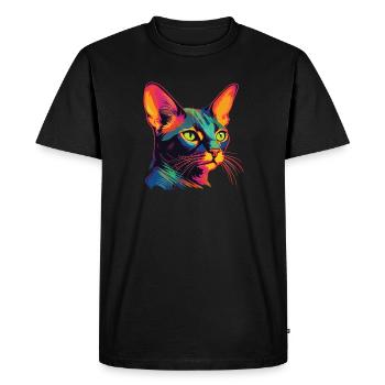 Chat Aquarelle Chat Abyssin Coloré - T-shirt Premium bio Homme - noir - Devant - Nico (187cm)
