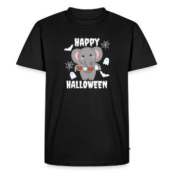 Éléphant Happy Halloween Citrouille Chauve-souris Costume - T-shirt Premium bio Homme - noir - Devant - Nico (187cm)