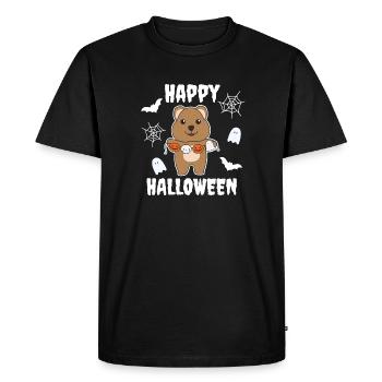 Quokka Happy Halloween Citrouille Chauve-souris Costume - T-shirt Premium bio Homme - noir - Devant - Nico (187cm)
