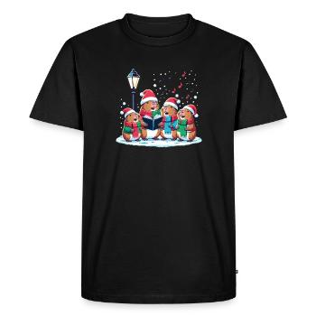 Festliches Winter Capybara Weihnachts - Männer Premium Bio T-Shirt - Schwarz - Vorne - Nico (187cm)