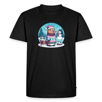 Noël festif Capybara d’hiver - T-shirt Premium bio Homme - noir - Devant - Nico (187cm)