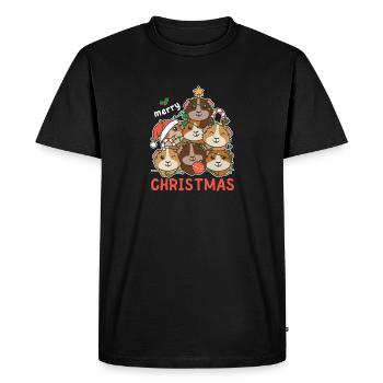 Cochon d’Inde Sapin de Noël Joyeux Noël - T-shirt Premium bio Homme - noir - Devant - Nico (187cm)