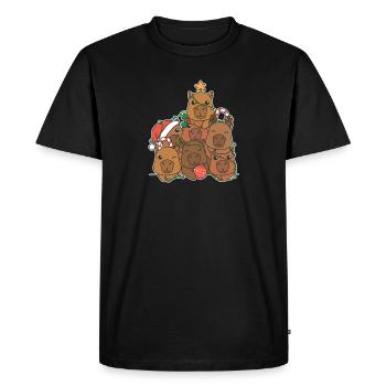 Capybara Arbre de Noël Drôle Animal Noël - T-shirt Premium bio Homme - noir - Devant - Nico (187cm)