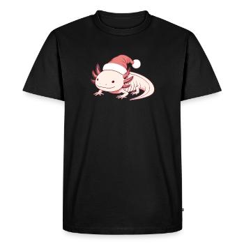 Axolotl Noël Mignon Axolotls Joyeux Noël - T-shirt Premium bio Homme - noir - Devant - Nico (187cm)