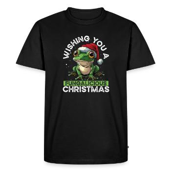 Merry Christmas, frog on mushroom cottagecore - Men's Premium Organic T-Shirt - black - Front - Nico (187cm)