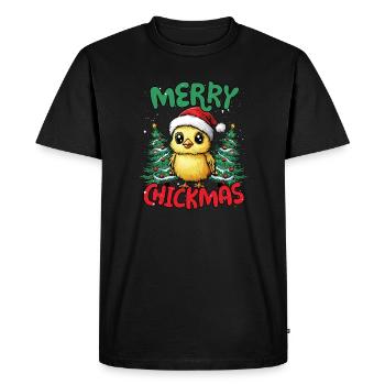 Merry Chickma's Funny Chick Christmas - Men's Premium Organic T-Shirt - black - Front - Nico (187cm)