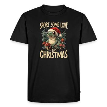 Merry Christmas, frog on mushroom cottagecore - Men's Premium Organic T-Shirt - black - Front - Nico (187cm)
