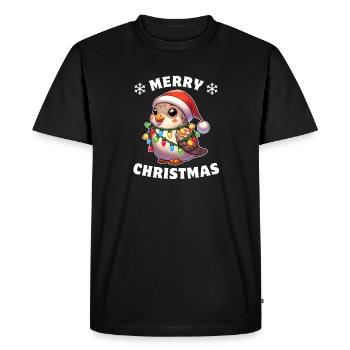 Fée de Noël Tortue Colombe - T-shirt Premium bio Homme - noir - Devant - Nico (187cm)