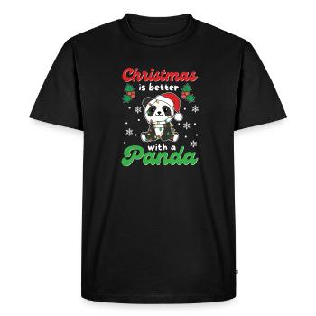 Noël, c’est mieux avec un panda - T-shirt Premium bio Homme - noir - Devant - Nico (187cm)