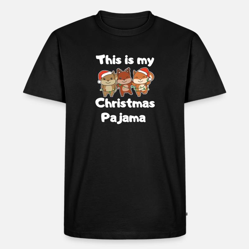 Eichhörnchen Weihnachts Schlafanzug - Männer Premium Bio T-Shirt - Schwarz