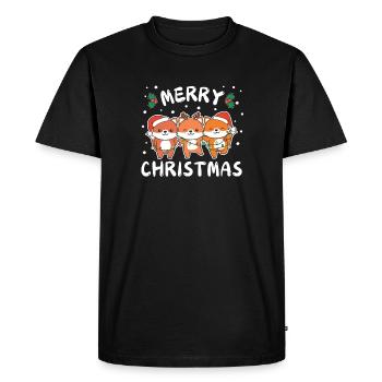 Joyeux Noël Renard mignon Renards de Noël - T-shirt Premium bio Homme - noir - Devant - Nico (187cm)