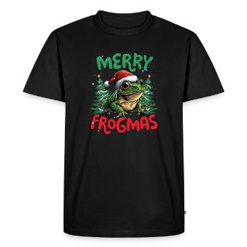 Merry Frogmas Drôle de grenouilles Noël - T-shirt Premium bio Homme - noir - Devant - Nico (187cm)