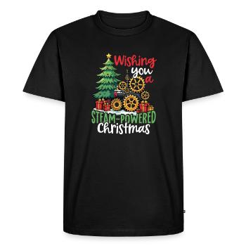 Wishing you a Steam-Powered Christmas - Men's Premium Organic T-Shirt - black - Front - Nico (187cm)