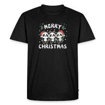Merry Christmas Cute Panda Christmas Pandas - Men's Premium Organic T-Shirt - black - Front - Nico (187cm)
