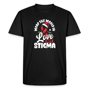 Enveloppez le monde d’amour, pas de stigmatisation. - T-shirt Premium bio Homme - noir - Devant - Nico (187cm)