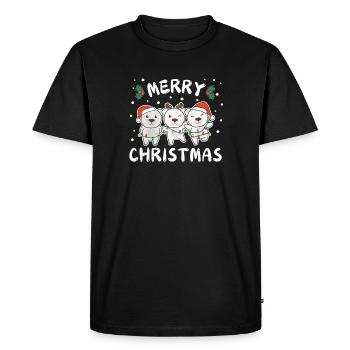 Joyeux Noël Doux Ours Polaire Noël - T-shirt Premium bio Homme - noir - Devant - Nico (187cm)