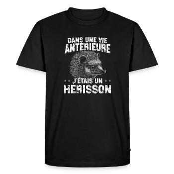 Dans une vie antérieure, j'étais un hérisson - - Men's Premium Organic T-Shirt - black - Front - Nico (187cm)