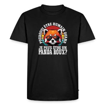 Pourquoi être humain quand je peux être un panda - T-shirt Premium bio Homme - noir - Devant - Nico (187cm)