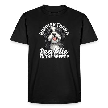 Bearded Collie Dog Happy Beardie in the Breeze - Men's Premium Organic T-Shirt - black - Front - Nico (187cm)
